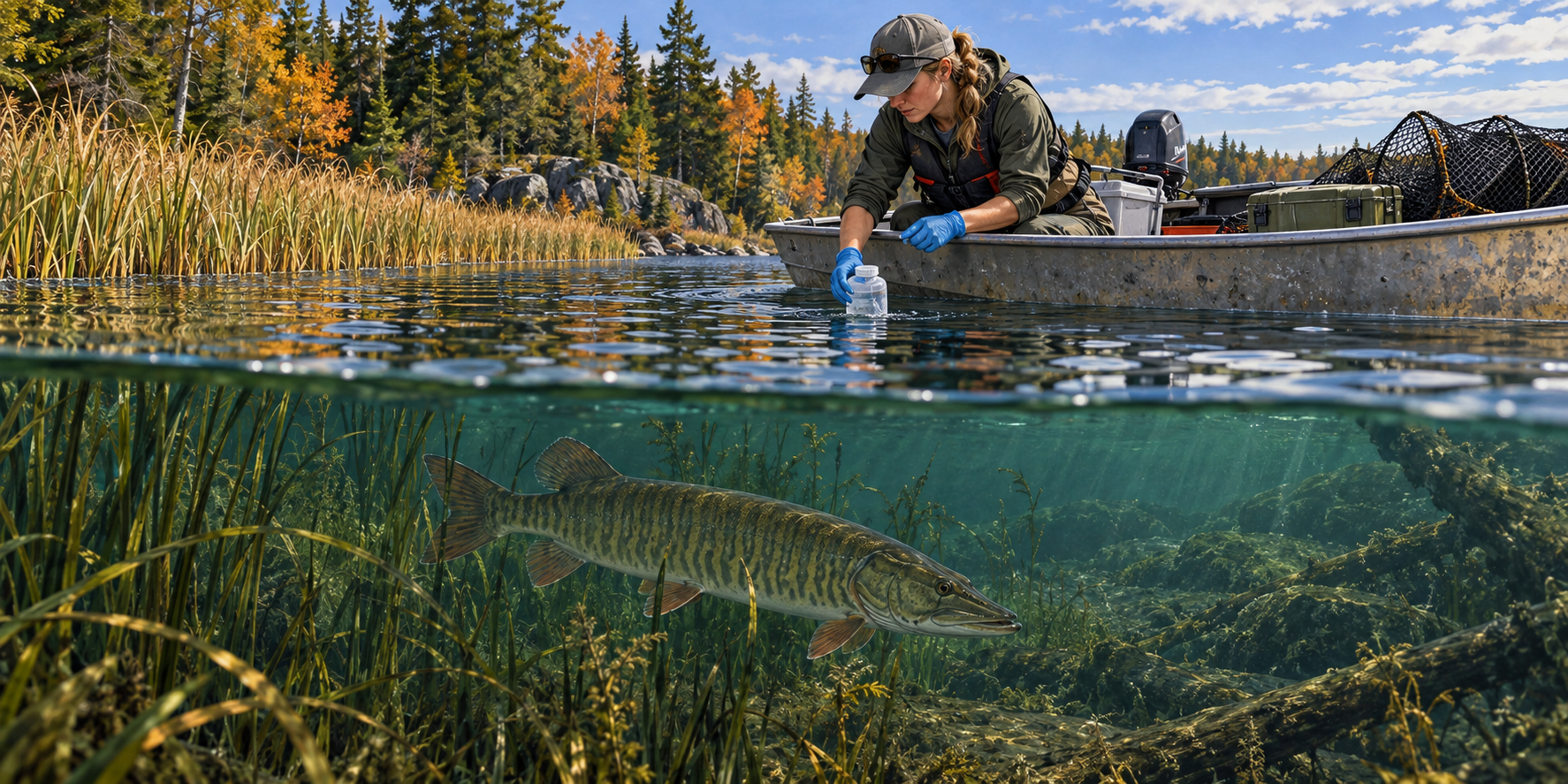 Illustration for A Water Sample Can Find a Musky. It Cannot Count the Lake